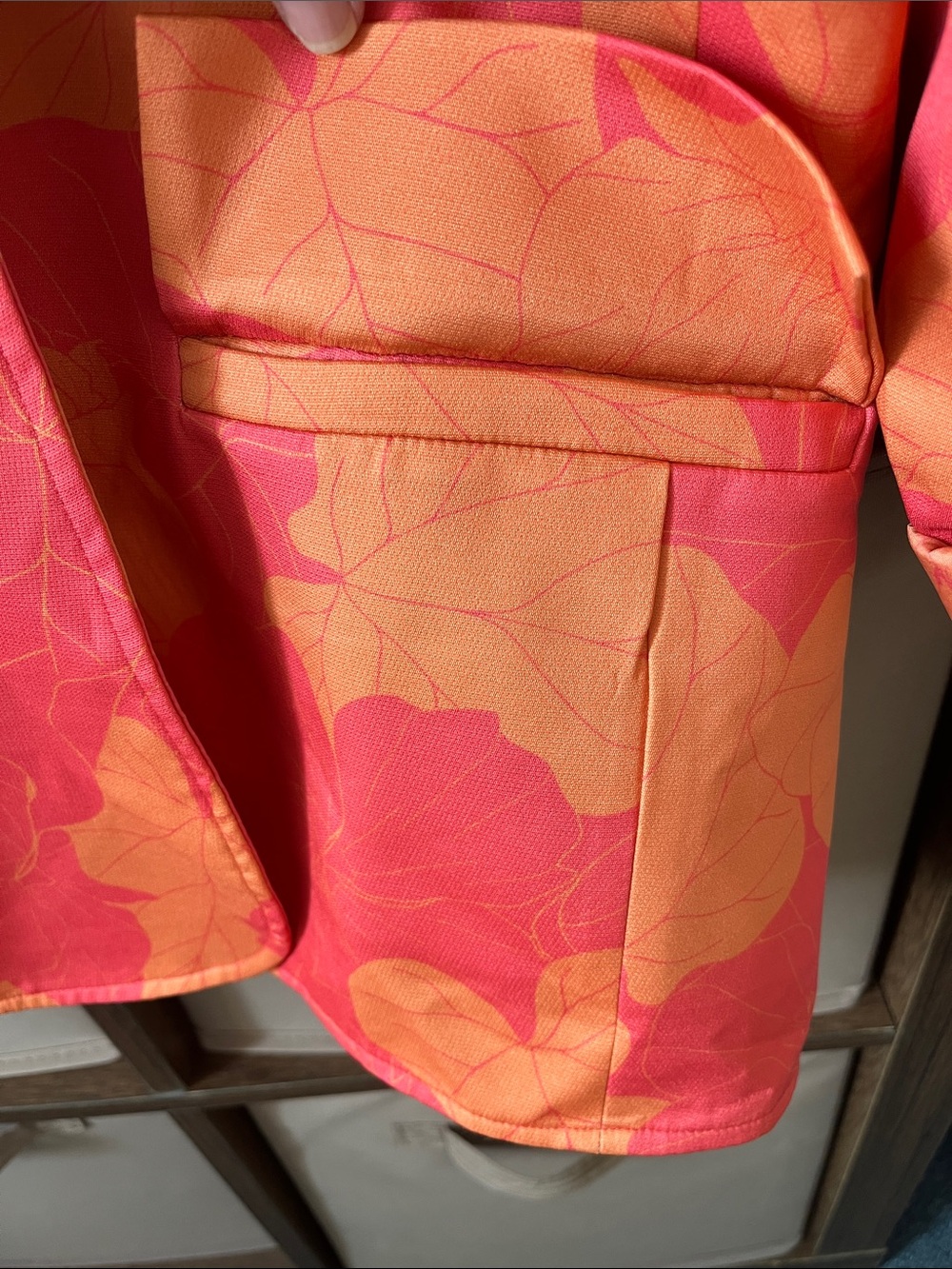 Lexbreezy Hawai’i Coral & Orange Floral Single-Button Blazer with pockets - Picture 4 of 7